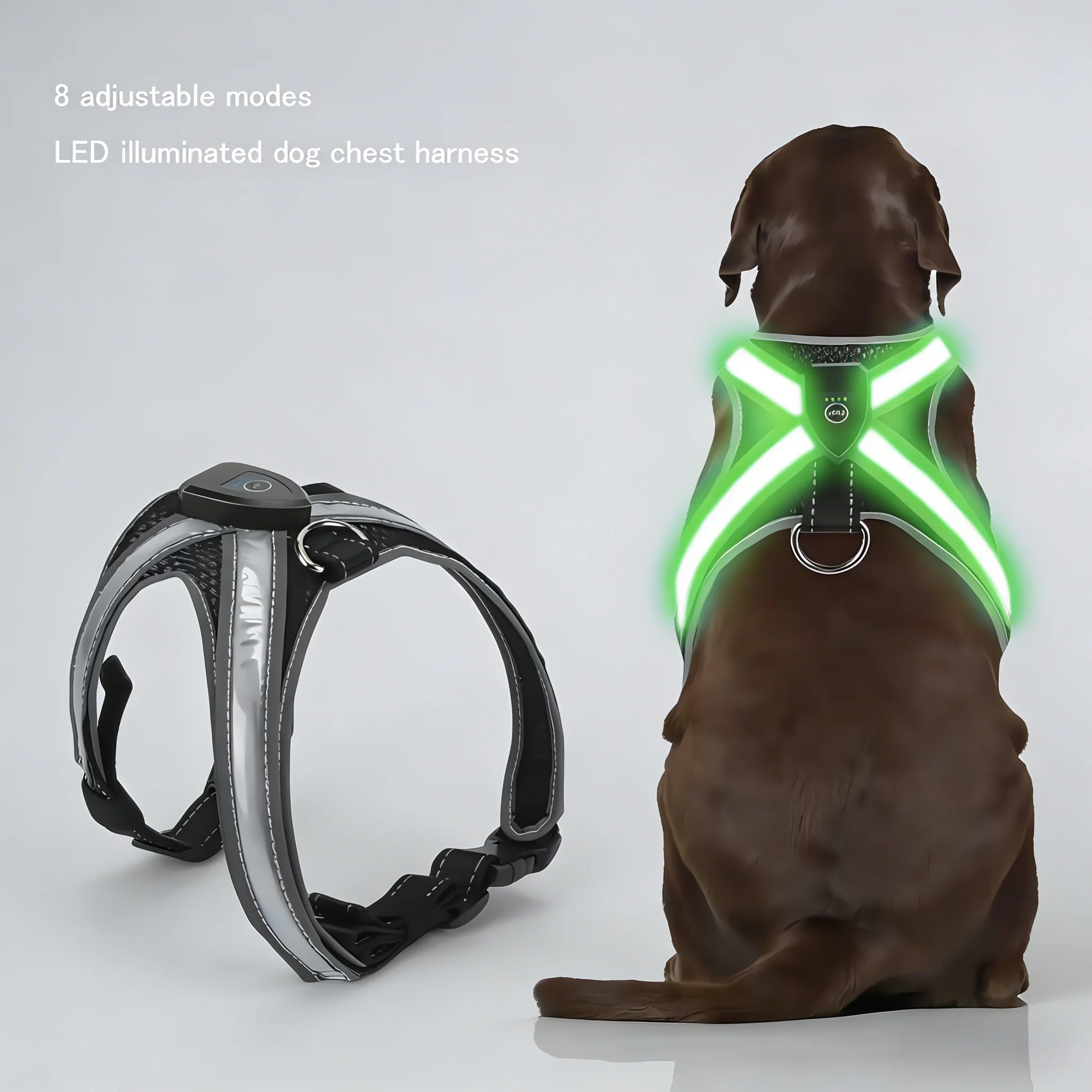 

LED Glowing Luminous Dog Harnesses Essential for Dog Walking Safety at Night Dog Vest with Three LED Light Modes Rechargeable
