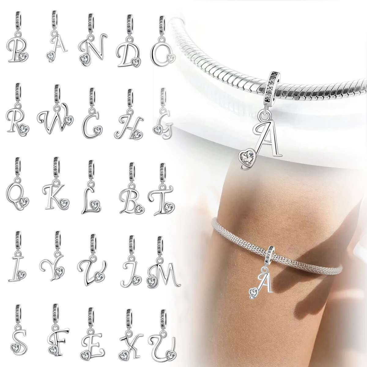 مجوهرات اكسسوارات البلاتين مطلي اسم رسالة الحب قلادة Diy بها بنفسك حبة صالح الأصلي Charms سوار 925 فضة للنساء