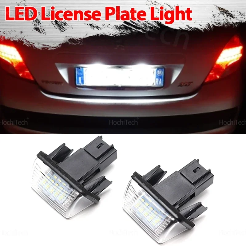 

For Peugeot 206 207 307 308 407 5008 Partner Citroen C3 C4 C5 Car LED License Number Plate Light Lamp White Light