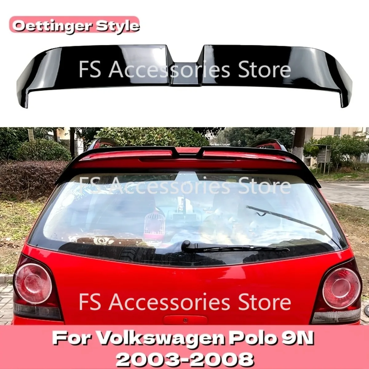 For Volkswagen Polo 9N 2003-2008 Roof Spoiler Stabilizer Oettinger Style Exterior Modification Body Kit Accessories