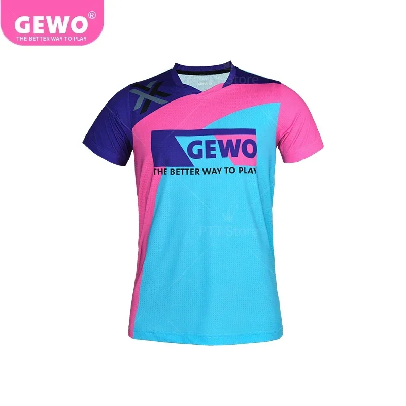 Original GEWO Table Tennis Sport Shirt Cologne Shirt Aruna Quadri Table Tennis Jersey T-shirt for Men Women Ping Pong Clothes