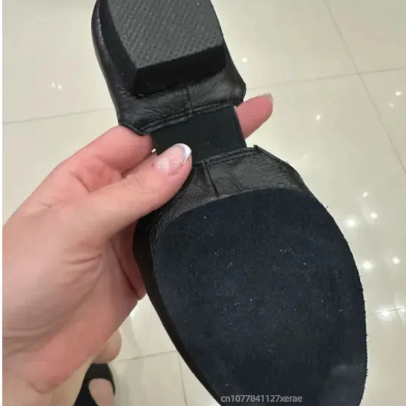 성인 정품 가죽 재즈 댄스 신발, 여성용 소프트 솔 미드솔, 속이 빈 댄스 신발, 발레 댄스 연습 교육