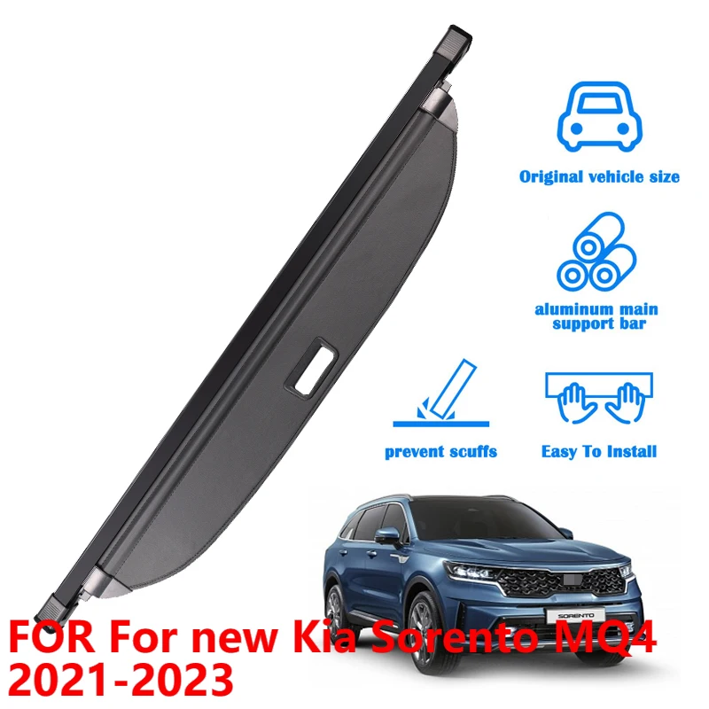 For new Kia Sorento MQ4 2021-2023, Retractable Privacy Trunk Cover with Luggage Shield