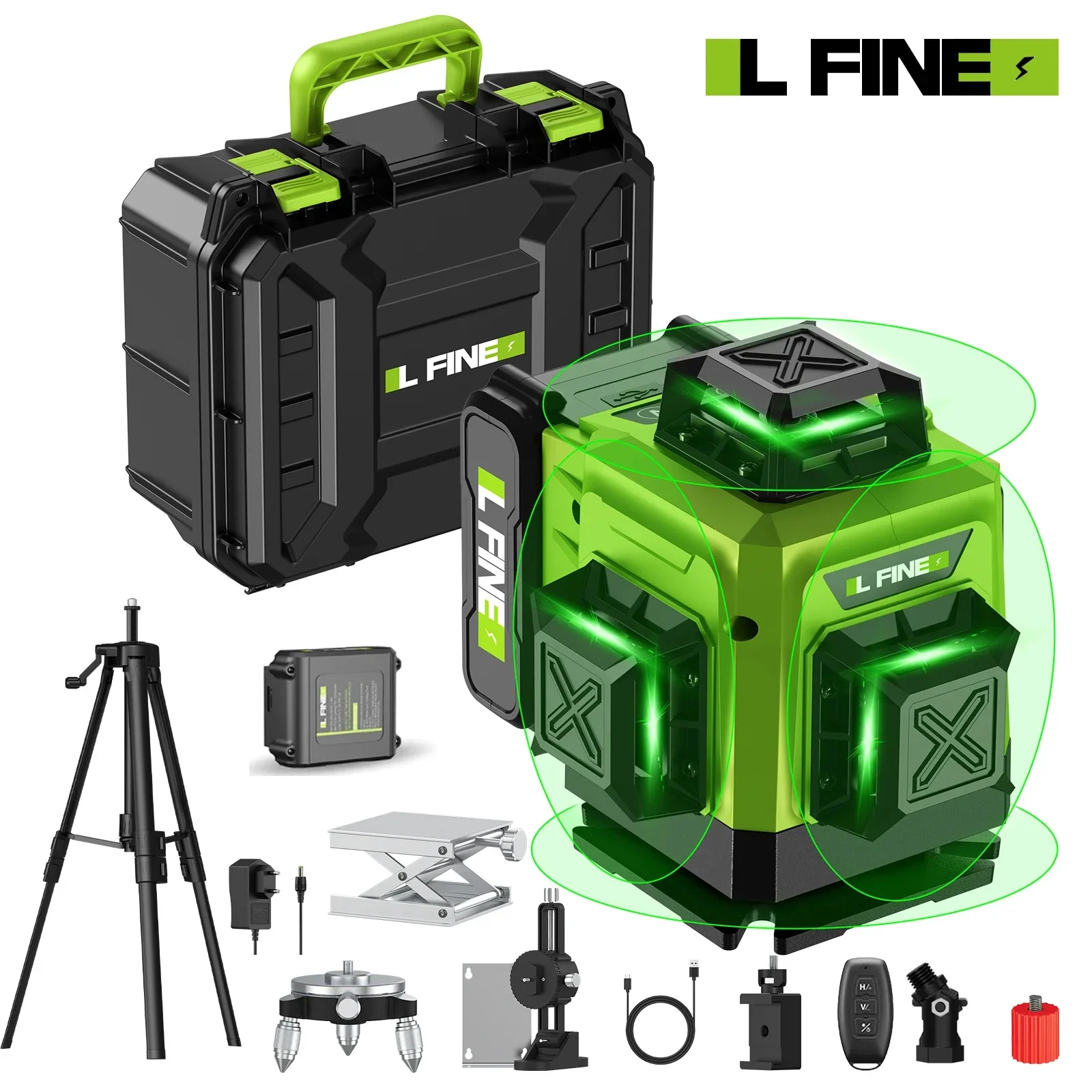 Lfine 4D 16 Lines 360°Self-leveling Professional Laser Levels with Tripod and Suitcase Horizontal And Vertical Laser Level Tool