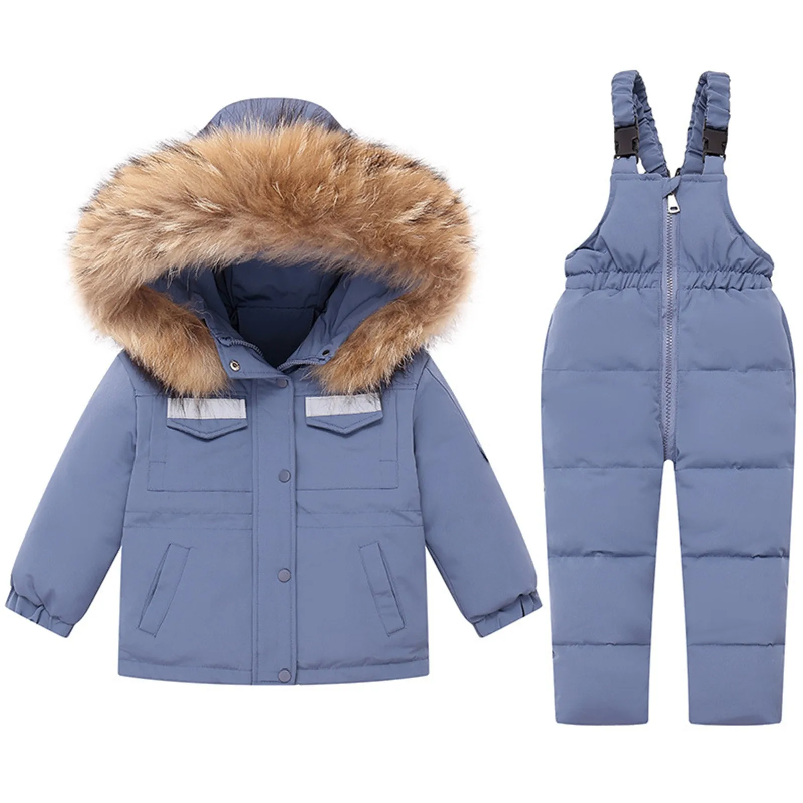 Snowwear Children Clothing 2 pcs Sets Baby Winter Warm Down Jackets Boys Thicken hooded Coat Jumpsuit Girl Clothes Kids Snowsuit