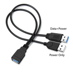 30cm USB 3.0 to USB 3.0 2.0 USB Female to Dual USB Male Extra Power Data Y One Point Two Extension Cable Computer Adapter Cable