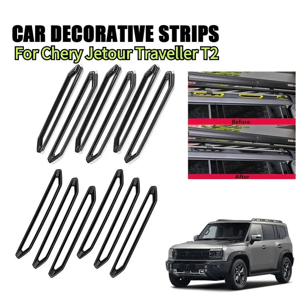 For Chery Jetour T2 Roof Luggage Rack Decorative Strips 1 Set Black Warrior Roof Decorative Strip Stickers