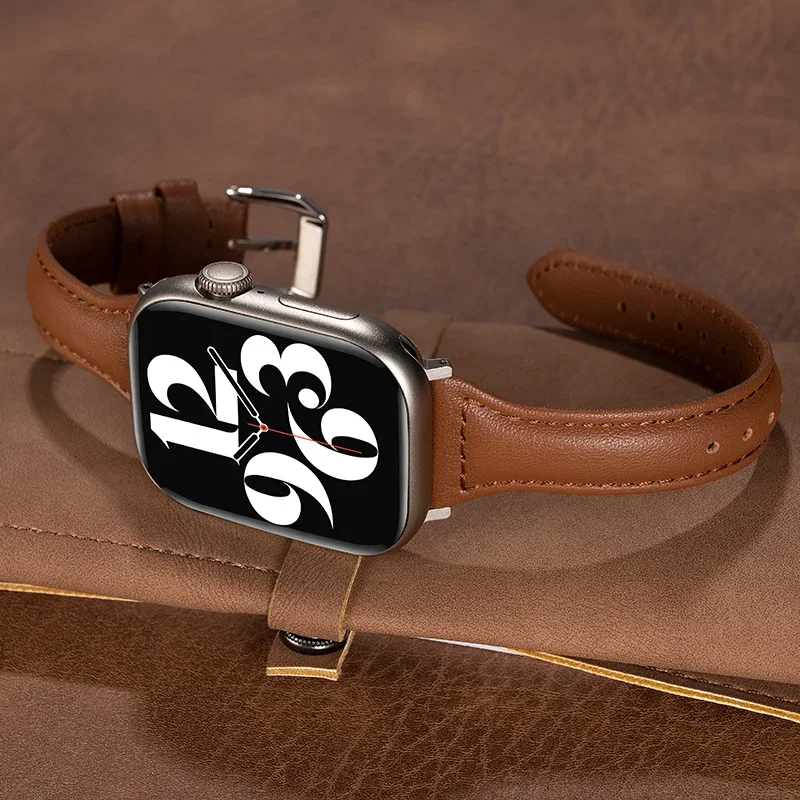 

Тонкий кожаный ремешок для Apple Watch ремешки 45 мм 44 мм 40 мм 41 мм 42 мм 46 мм Ultra 2 49 мм 44 мм Браслет apple watch 10 9 8 7 se 5 4 6