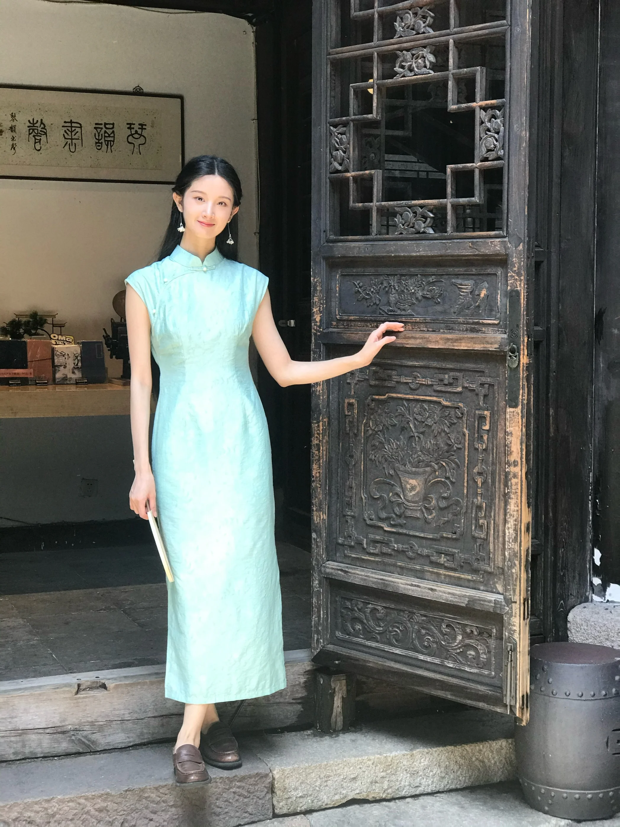 

Original Qianpo Spring Summer New Chinese Style Sleeveless National Style Long Dress Vintage Style Pure Color Casual Wear