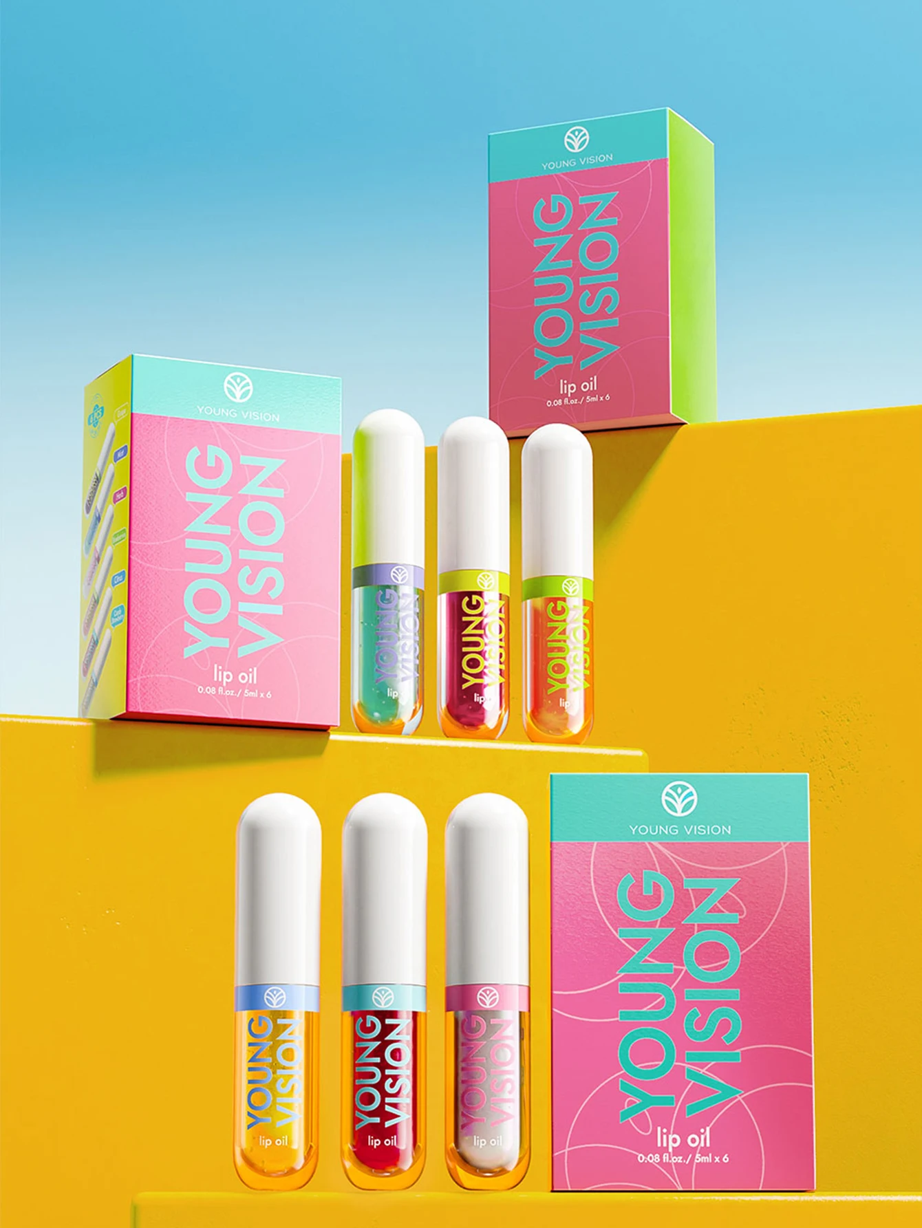 Set di lucidalabbra che cambia colore profumato fruttato da 6 pezzi/set – Tinta magica idratante a lunga durata, formula liscia non appiccicosa con Natu