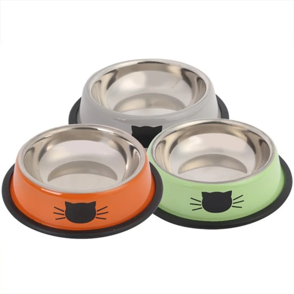 Stainless Steel Anti-dumping Cat Bowl Non-slip Base Neck Spine Protection Steel Pet Bowl Pet Feeding Tool Easy-to-clean Dog Bowl
