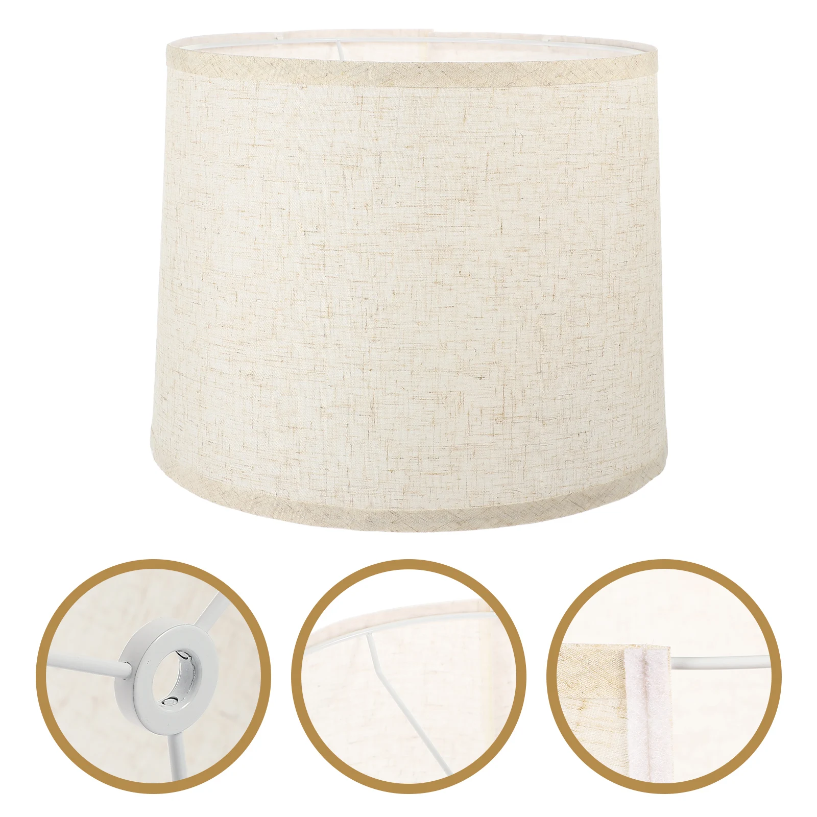 

Round Linen Lampshade For Table Lamp Household Light Cover Replacement With Iron Frame Easy Install Lightweight Decorative Drum