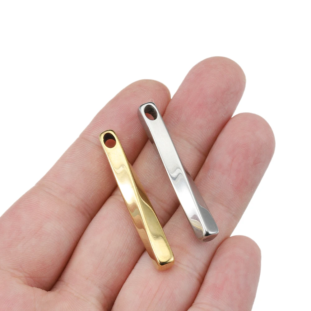 5pcs 40mm Stainless Steel Twist Stick Pendants Long Club Geometric Bar Charms Spriral Sticks for Necklace Jewelry Making DIY