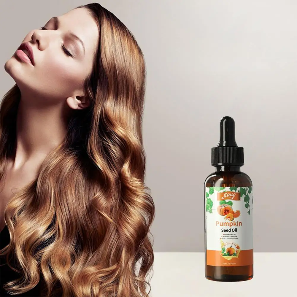 Organic Pumpkin Oil For Hair 60ml Anti-frizz Hair Oil Smoothing Moisture Recovery Hair Oil Natural Organic Pumpkin Seed Oil Q4V4