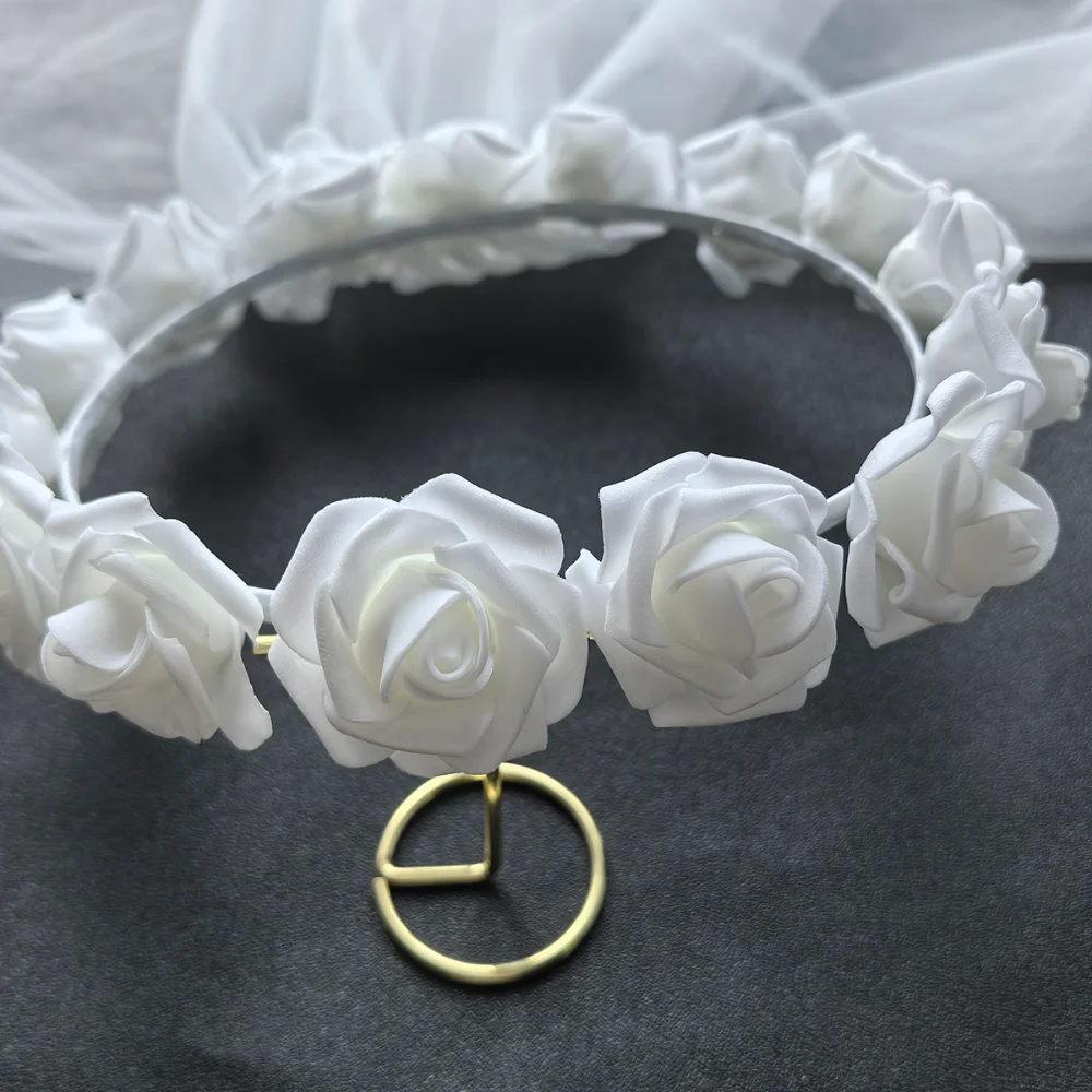 1-teiliger Kopfschmuck mit weißen Rosen, Kopfschmuck für Mädchen/Braut, Hochzeitsaccessoire-Schleier, geeignet zum Tragen von Banketten und Partys