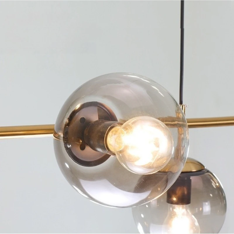 Nordic LED Pendant Lights Modern Glass Ball Suspension LOFT Chandelier dining room kitchen bar Smoke Gold Black Hanging Lamp E27 - Image 5
