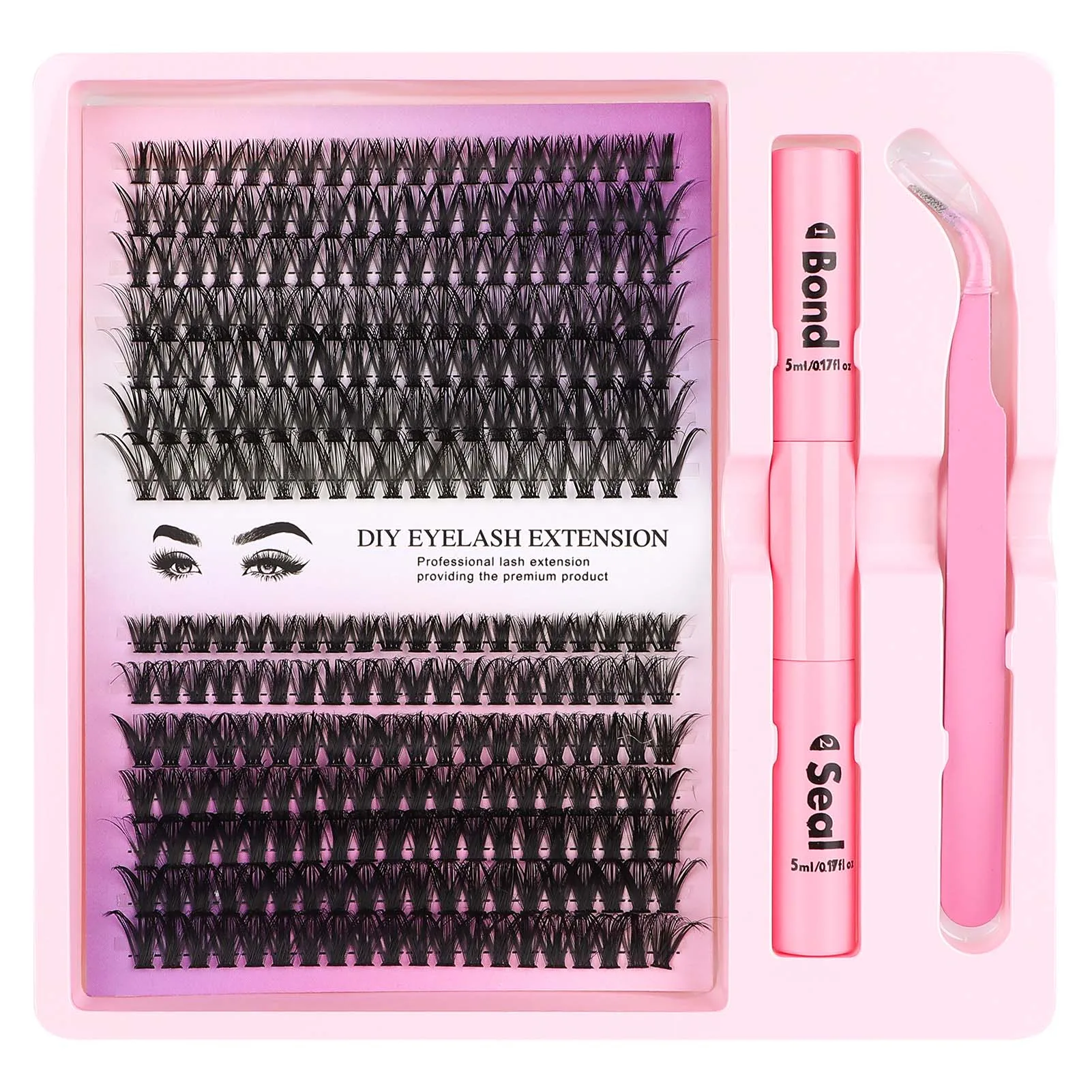 40D 50D Cluster eyelash extenstions kit bond and seal glue set D Curly fluff false Eyelashes for Female Grafted False Eyelashes