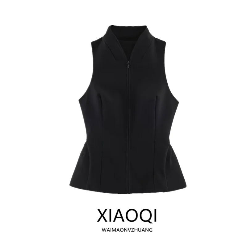 Slim Fit Vest 2026 Autumn New Arrival Women's Fashion Sleeveless V-Neck Versatile 3D Modeling Tank Top 2010754
