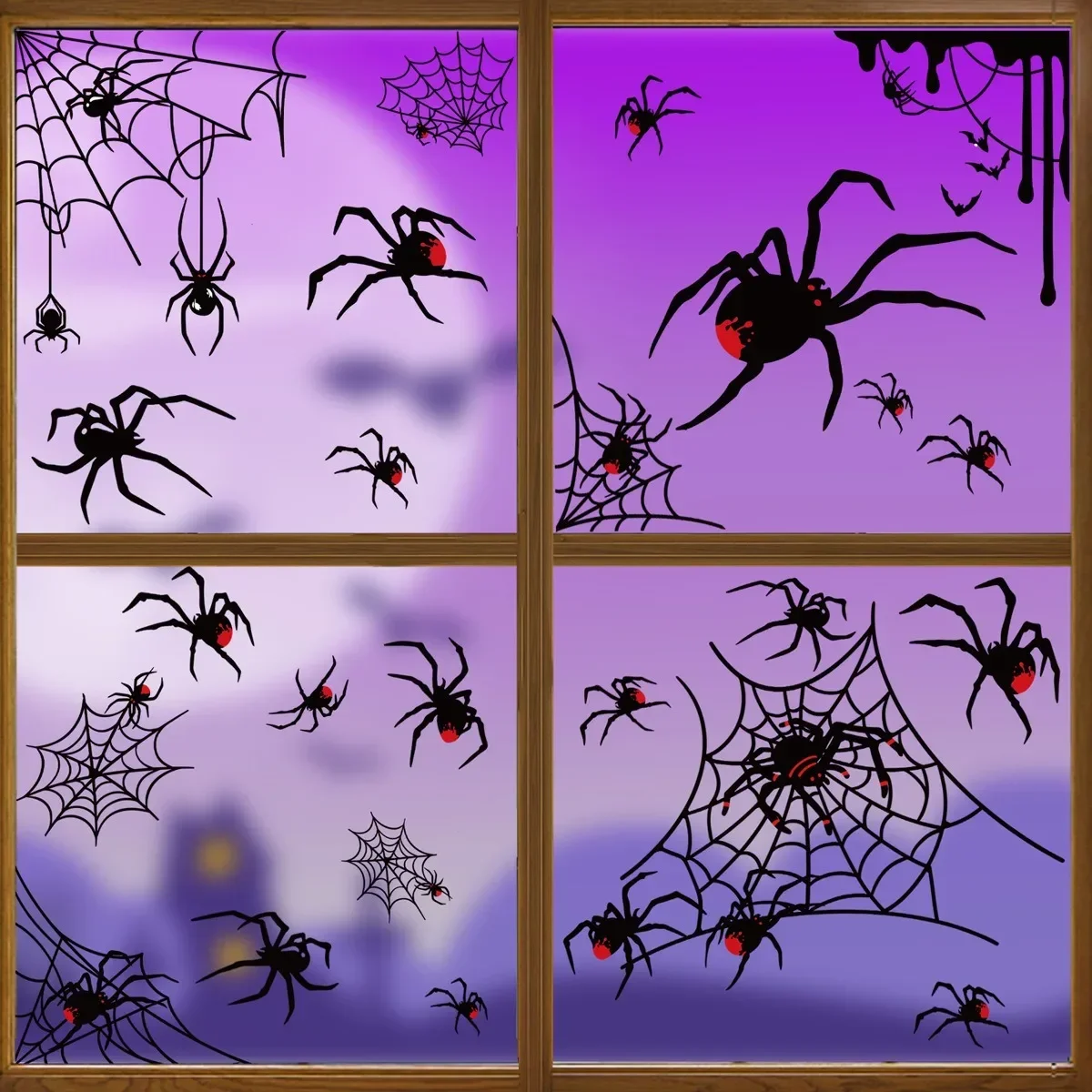 Halloween Decors Window Stickers Spider Web Glass Wall Stickers Trick or Treat Ghost Festival Happy Halloween Party Supplies