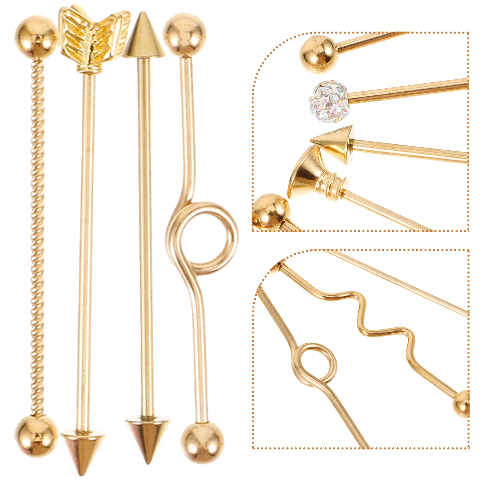 8 Pcs Ear Expansion Screw Set Stainless Steel Barbell Earrings Industrial Piercing Jewelry for Women Men Arrows Screw