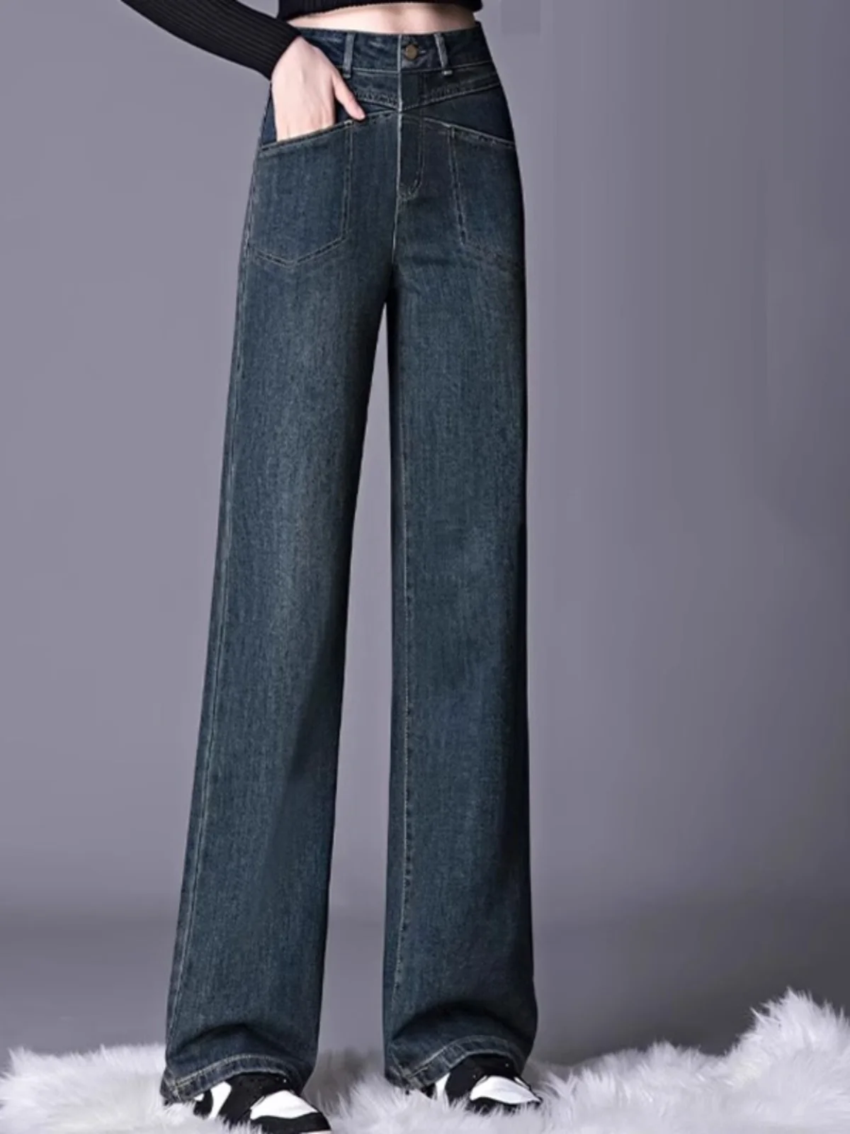 

New Faion High Waist Slim Fit Jeans for Women Spring Autumn 2025 Wide Leg Pants Mom Sle High Waist Jeans Long Length