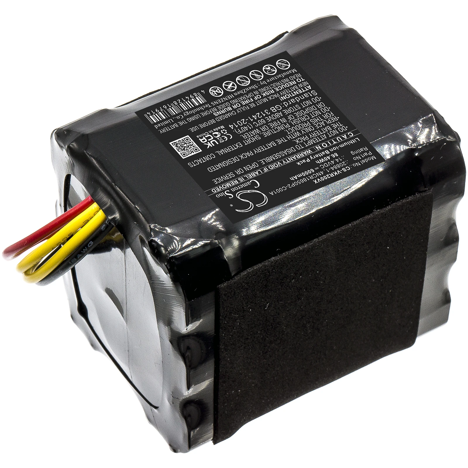

Vacuum Battery For Vorwerk:20884-1,48245,4NCR18650P2-C001A,Kobold VR200,--6000mAh / 86.40Wh--Li-ion--14.40V