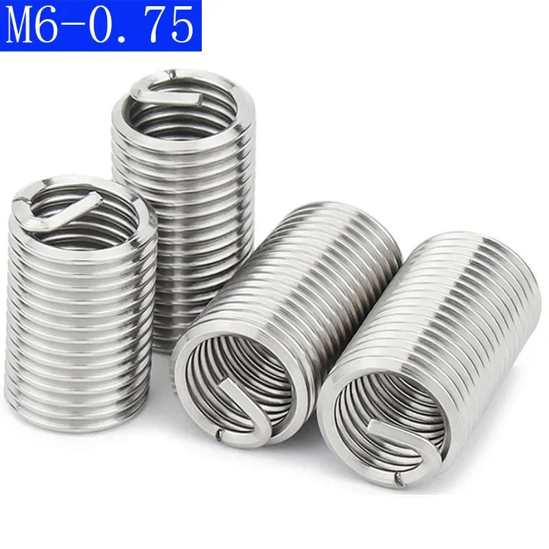 M6 - 0.75 304 Stainless Steel Fine Thread  Helicoil Insert Wire Threaded Inserts