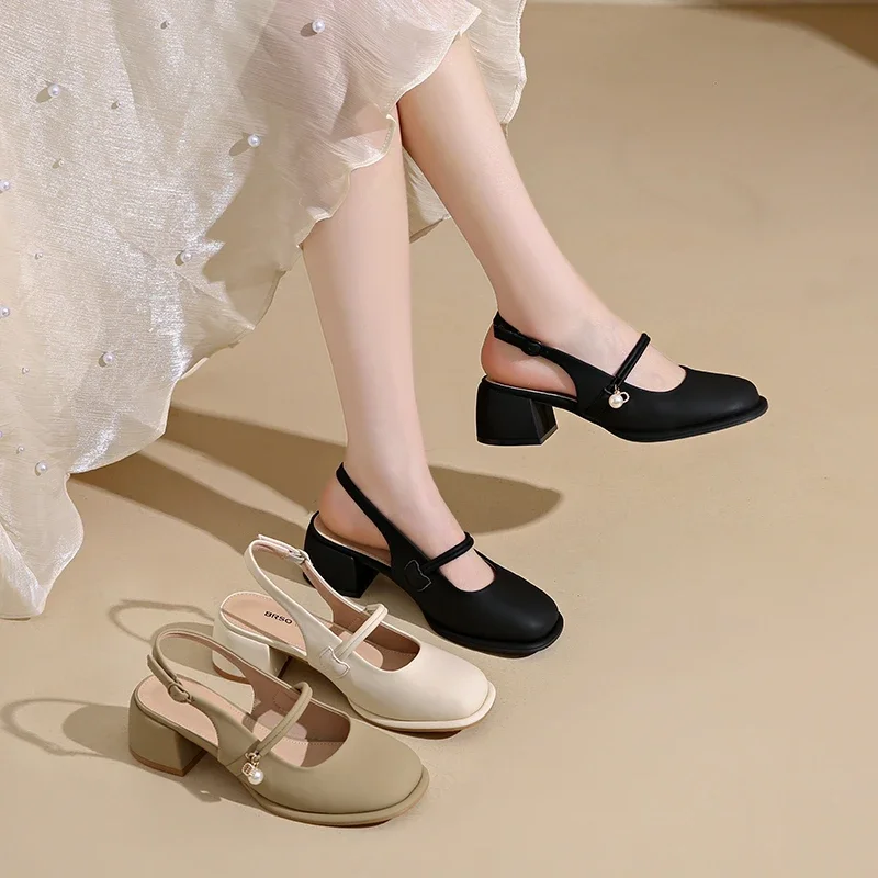 

Женские туфли на одинарной платформе, новинка лета 2025, модные нескользящие универсальные сандалии принцессы в корейском стиле с мягкой подошвой на низком каблуке