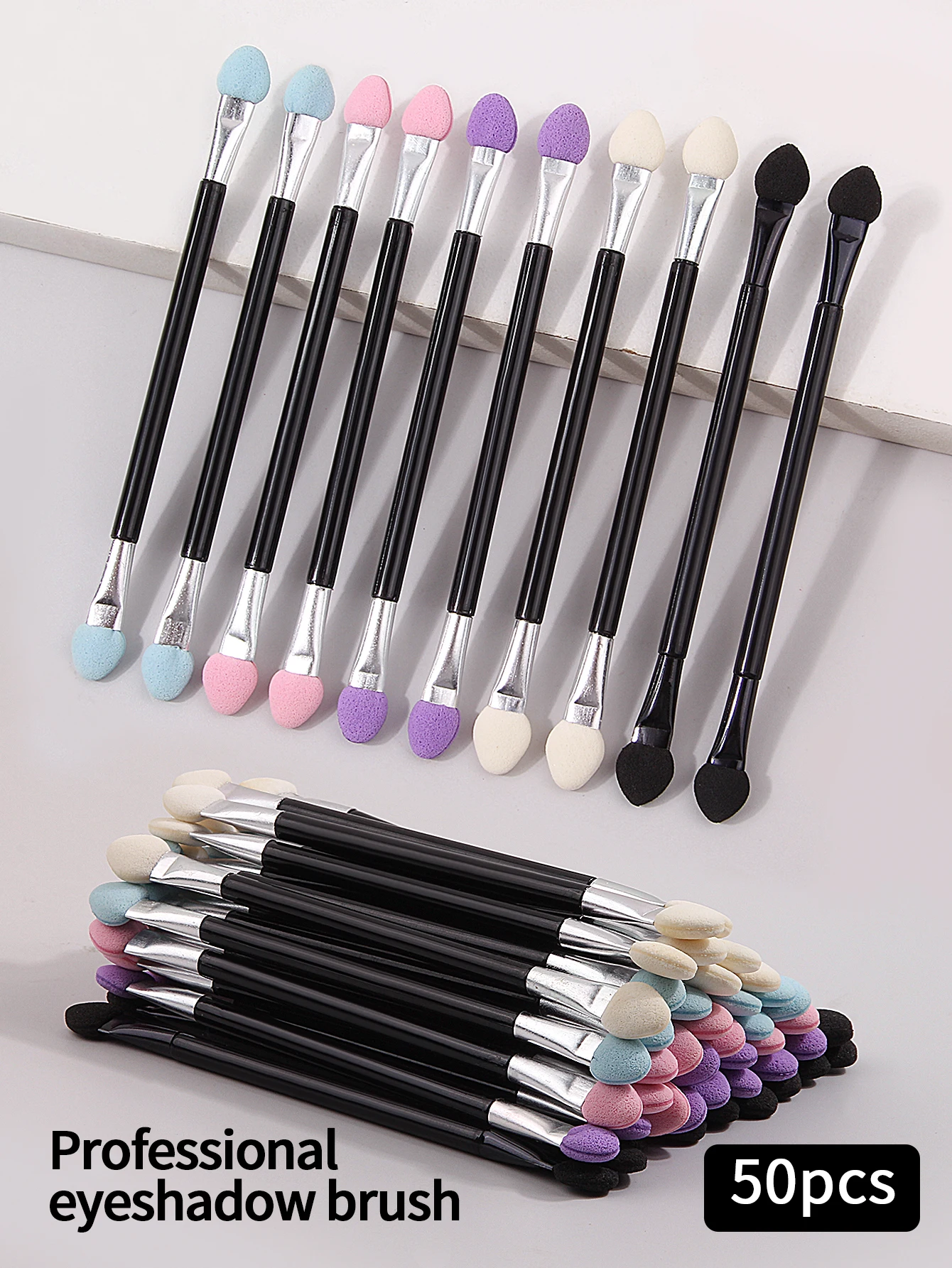 50/10PCS Professional Sponge Stick Eyeshadow Applicator Makeup Brush Double Head Eyeshadow Brush Mini Portable Sponge Nail Brush