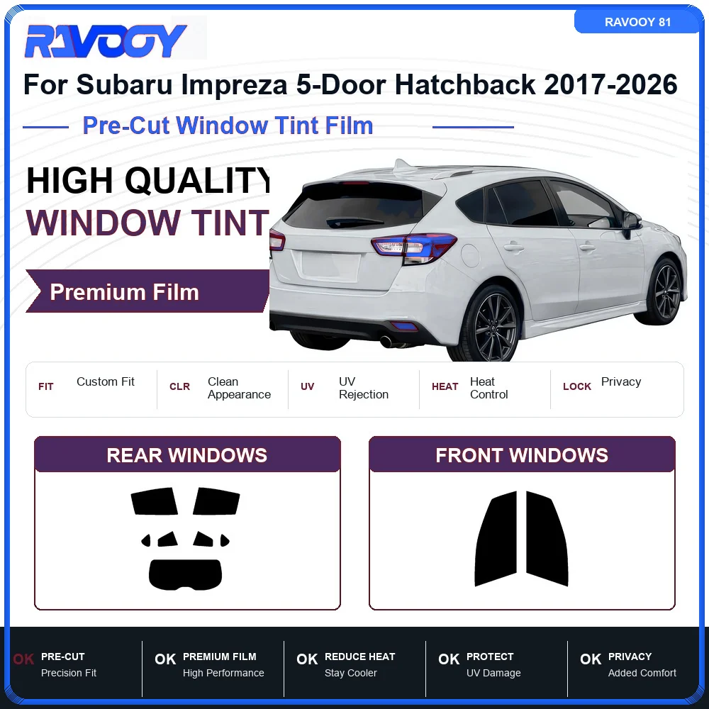 Premium Pre-Cut Window Tint For Subaru Impreza 5-Door Hatchback 2017-2026 Front & Rear Windows UV Heat Rejection Privacy Film