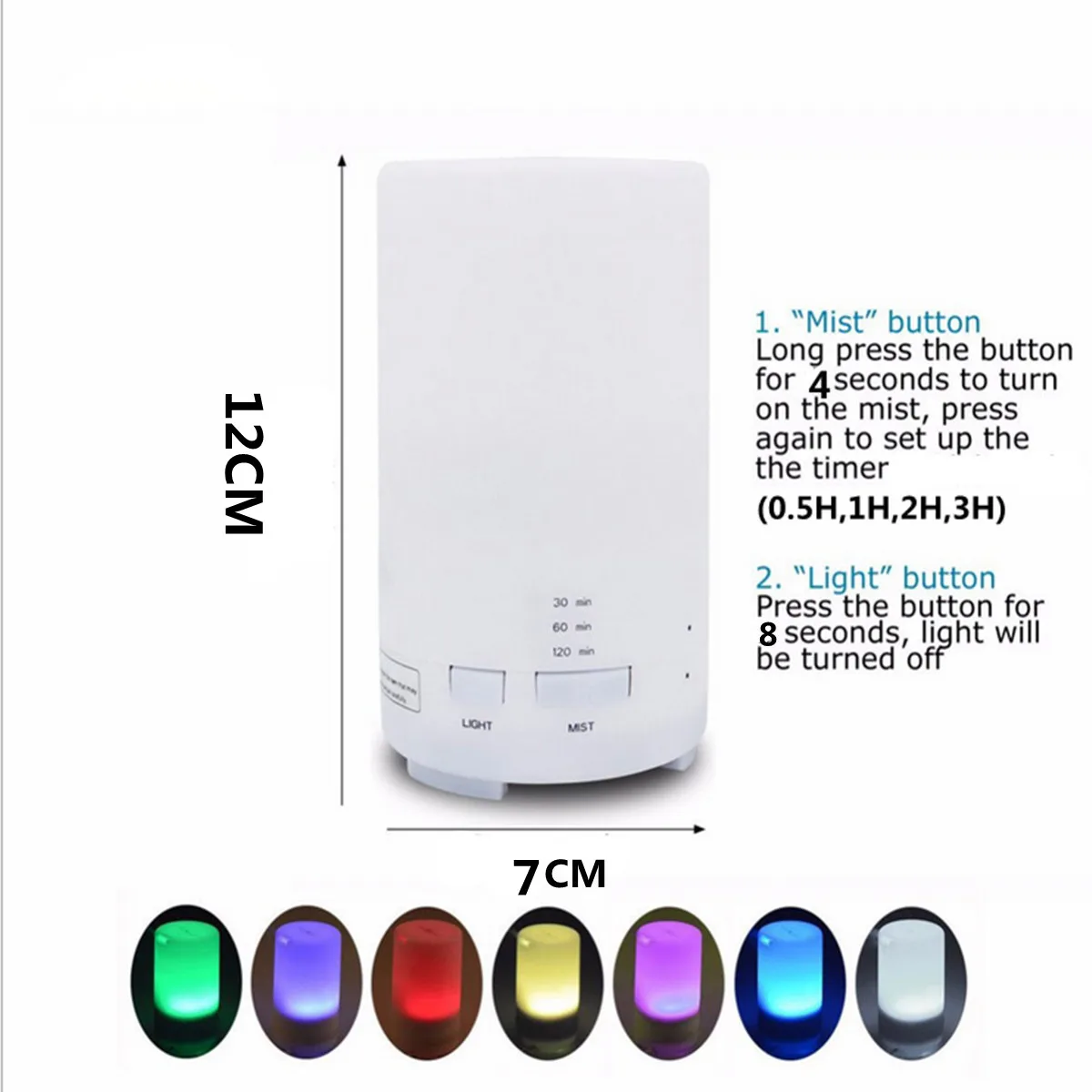 

125 Ml Diffuser Essential Oil Humidifier Night Light Portable USB Aromatherapy Machine Safe Energy Efficient
