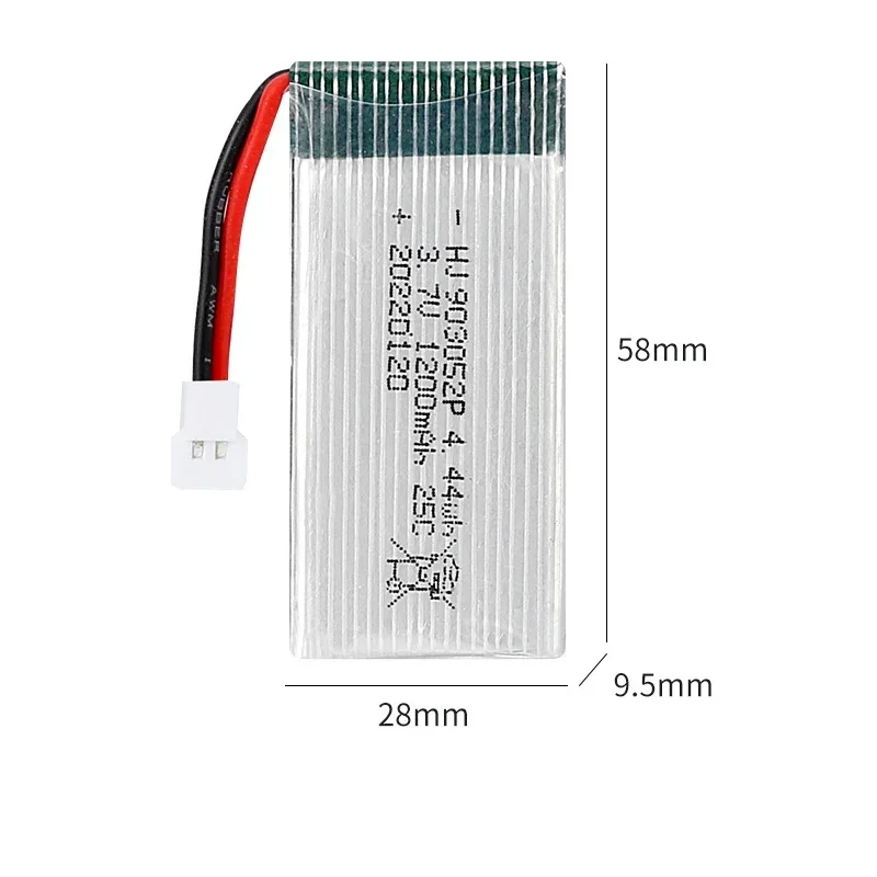 3.7V 1200mAh 903052 LiPo Battery 25C Rechargeable Replacement for Quadcopter Drone FPV RC Aircraft Model Spare Parts