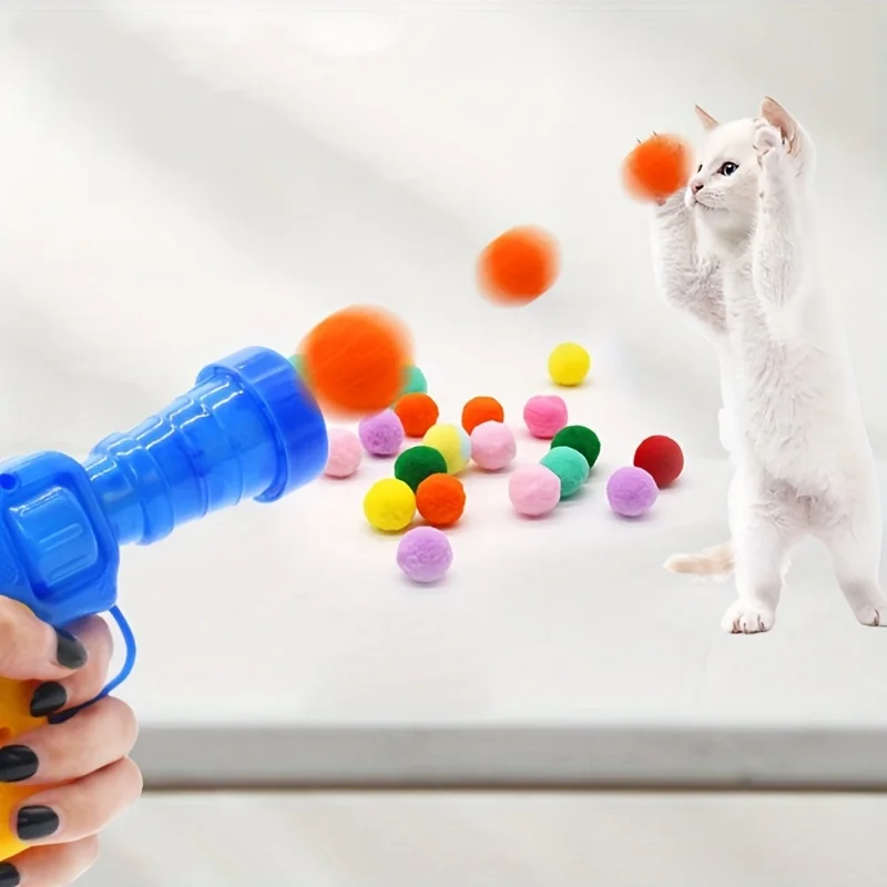 

50pc ball Cat Toy Set-Suitable for Interactive Play with Cats and Dogs Launcher Random Colors Easy to Use Durable Rebound Design