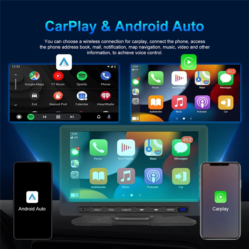 

Portable 7Inch Car Radio MP5 Smart Player Wireless Carplay Android Auto Car Stereo Bluetooth FM Airplay Autolink Easy To Use-A67