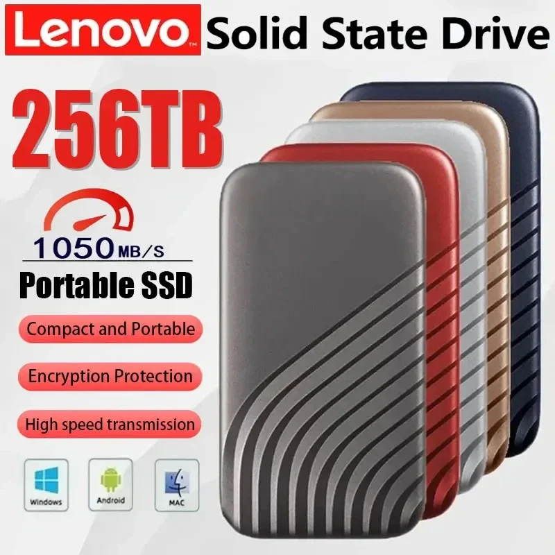 

Lenovo 2026 New SSD Flash Hard Drive External Type-C High Speed USB3.1 2TB 4TB 8TB SSD Storage Portable HD Hard Disk For Laptop