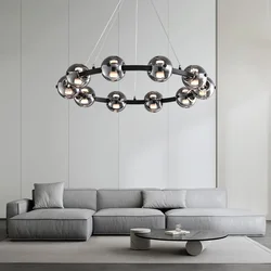 Włoskie okrągłe lampy wiszące szklana jadalnia przydymione szare szklane lampy wiszące Home Decor oświetlenie nordyckie do salonu