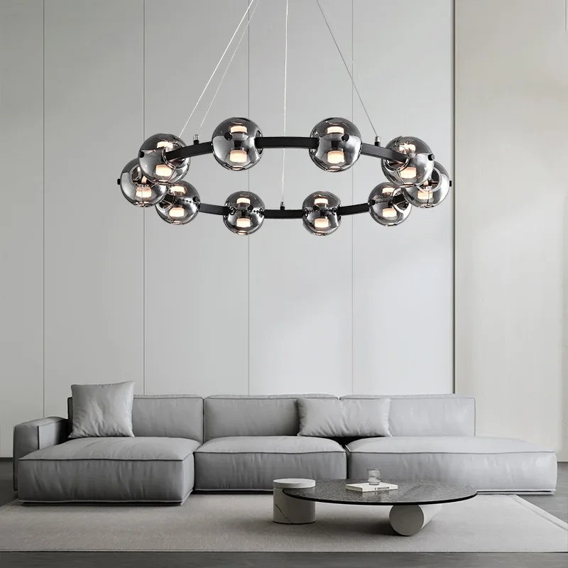 luzes pendentes de vidro redondo italiano smokey grey hanging lights iluminacao nordica para sala de estar decoracao para casa 01