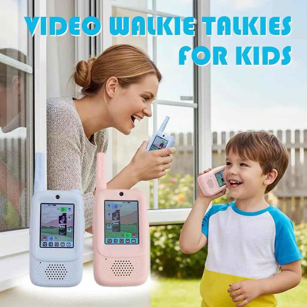 Talkie-walkie vidéo pour enfants, 2 pièces, Rechargeable, écran haute définition de 2 pouces, appel en un clic, interphone de dessin animé, cadeaux pour enfants