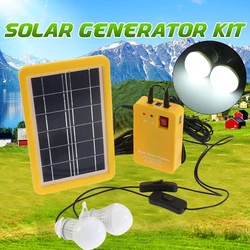 2 Bulbs Solar Panel Camping Outdoor Lighting Kit Home DC System 3 in 1 as Emergency and Mobile Phone Charger for Garden Night
