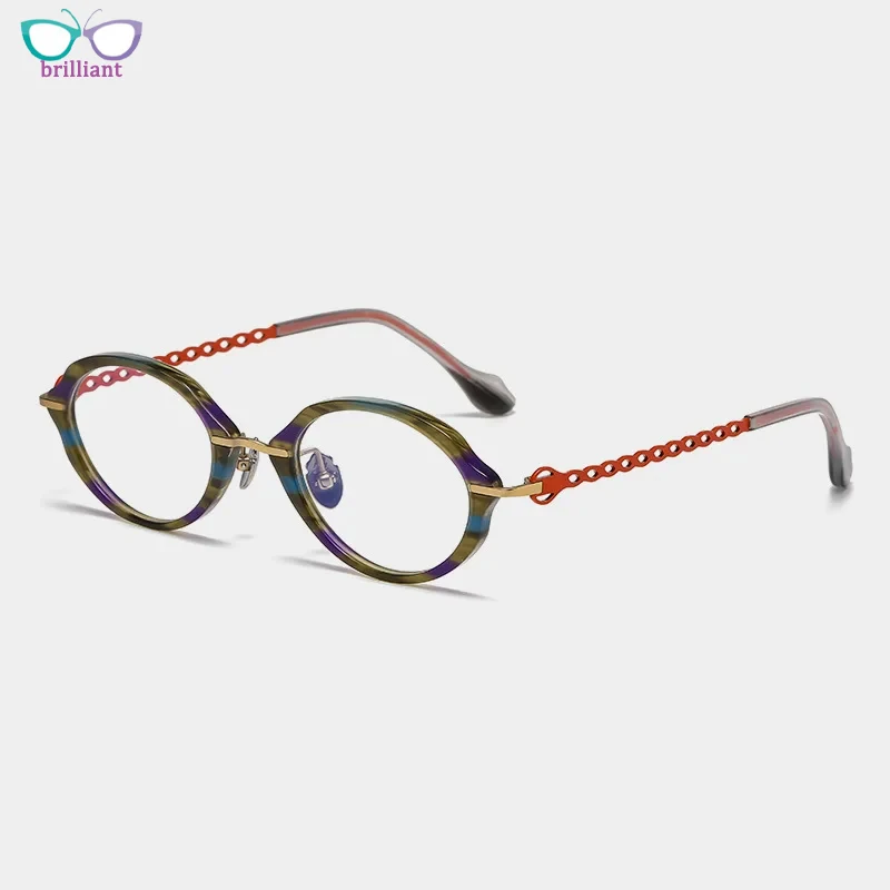 Fashion Designer Optical Glasses Women New Sweet Style Elliptical Eyeglass Frame High Quality Titanium Acetate Myopia Eyeglasses