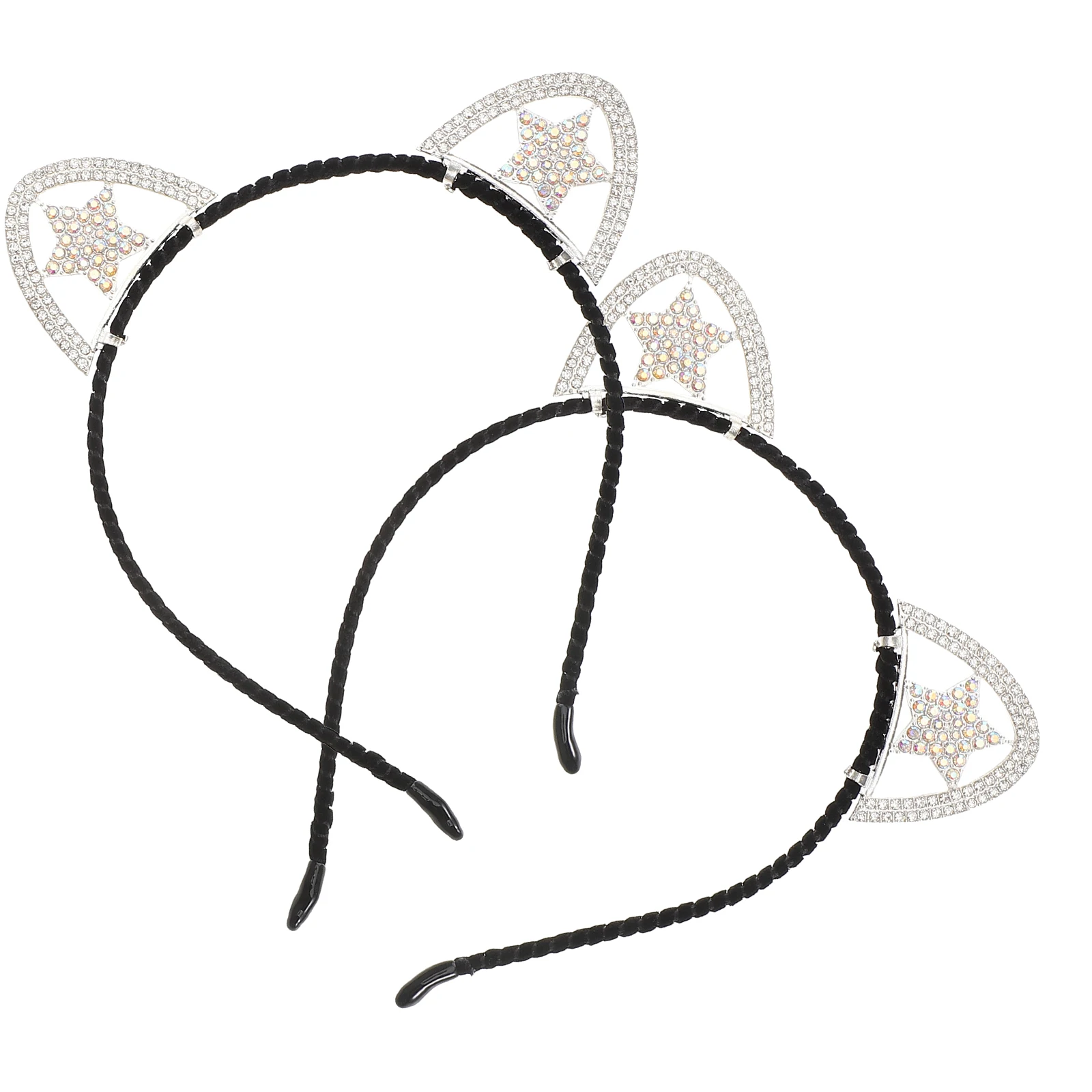

2Pcs Cat Headband Women Hair Accessories Girls Metal Bride Accessories Bridal Alloy Rhinestone Hair Bands Wedding Pieces
