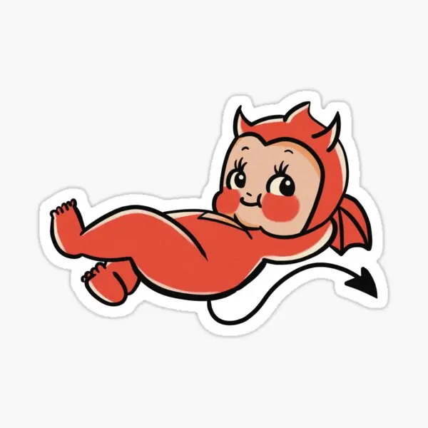 Cute Devil Child  5PCS Stickers for Decor  5PCS Stickers Car Home Print Background Luggage Cute Art Kid Decorations Wall Laptop