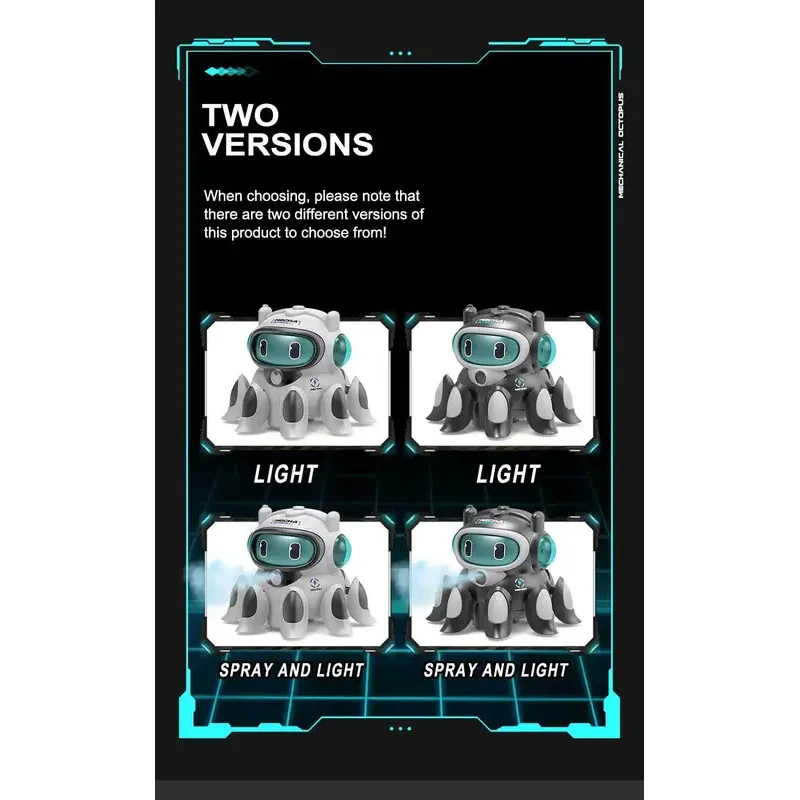 Elektrische Spray Mechanische Tier Simulation Octopus Haustier Modell Multifunktionale Sound Licht Spielzeug