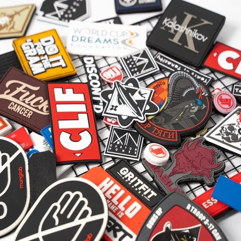 50pcs Custom PVC Patches Logo for Clothing Custom Personalized Design PVC Patches Sew Iron on Stickers Appliques for Garment DIY