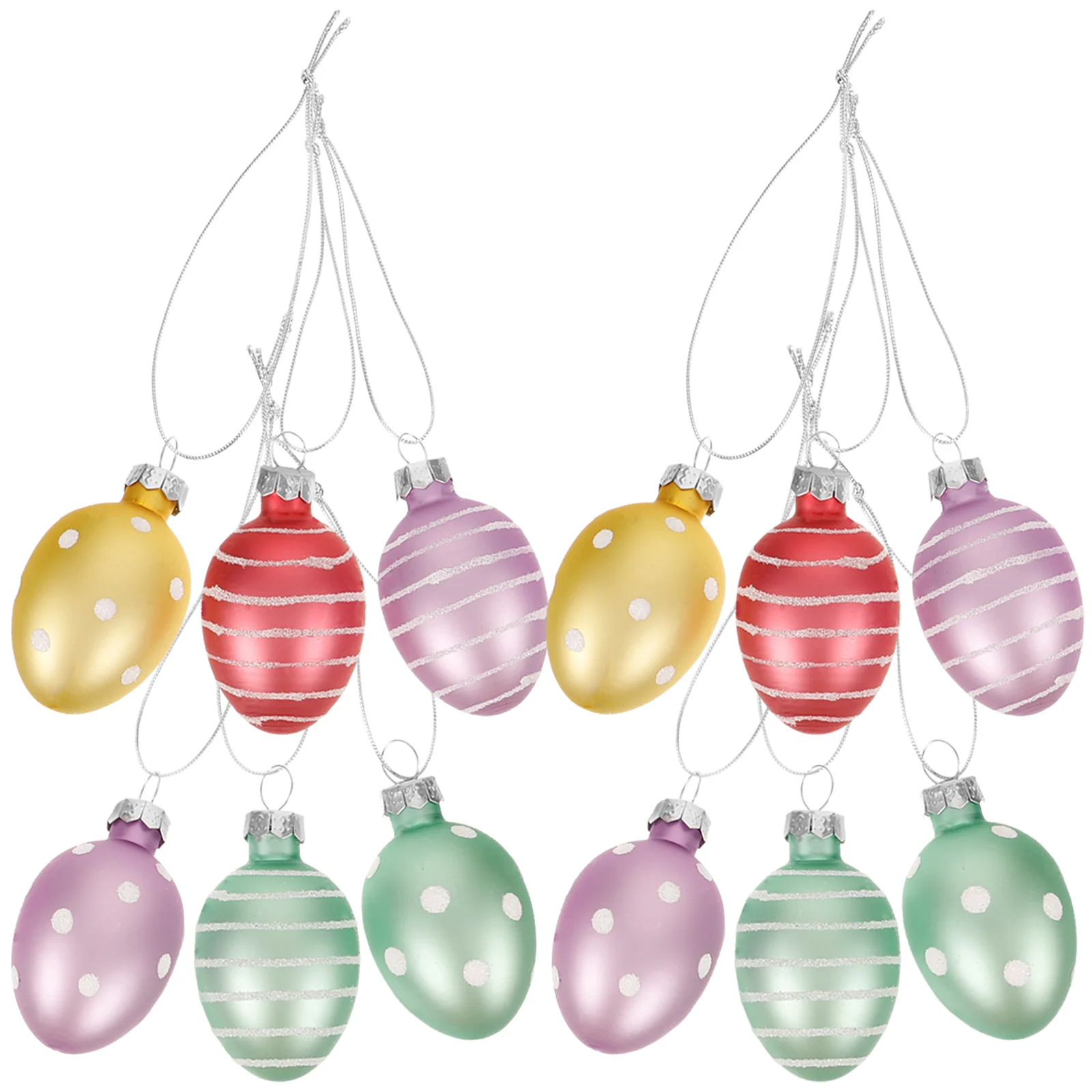 

12 Pcs Glass Egg Pendant Hanging Easter Decorate Decors Festival Style Ornament Decorations