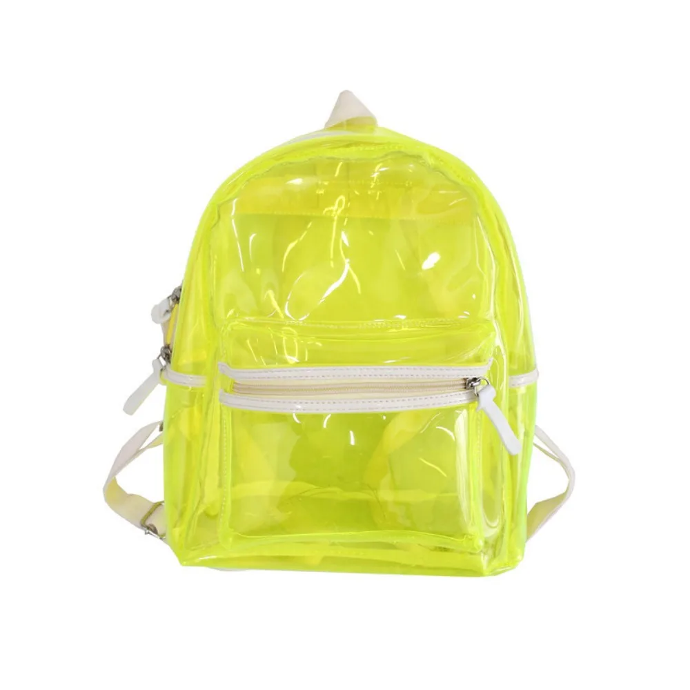 

Large Capacity LED Lights Schoolbag Adjustable Straps Zipper Close PVC Transparent Backpack Waterproof Visible