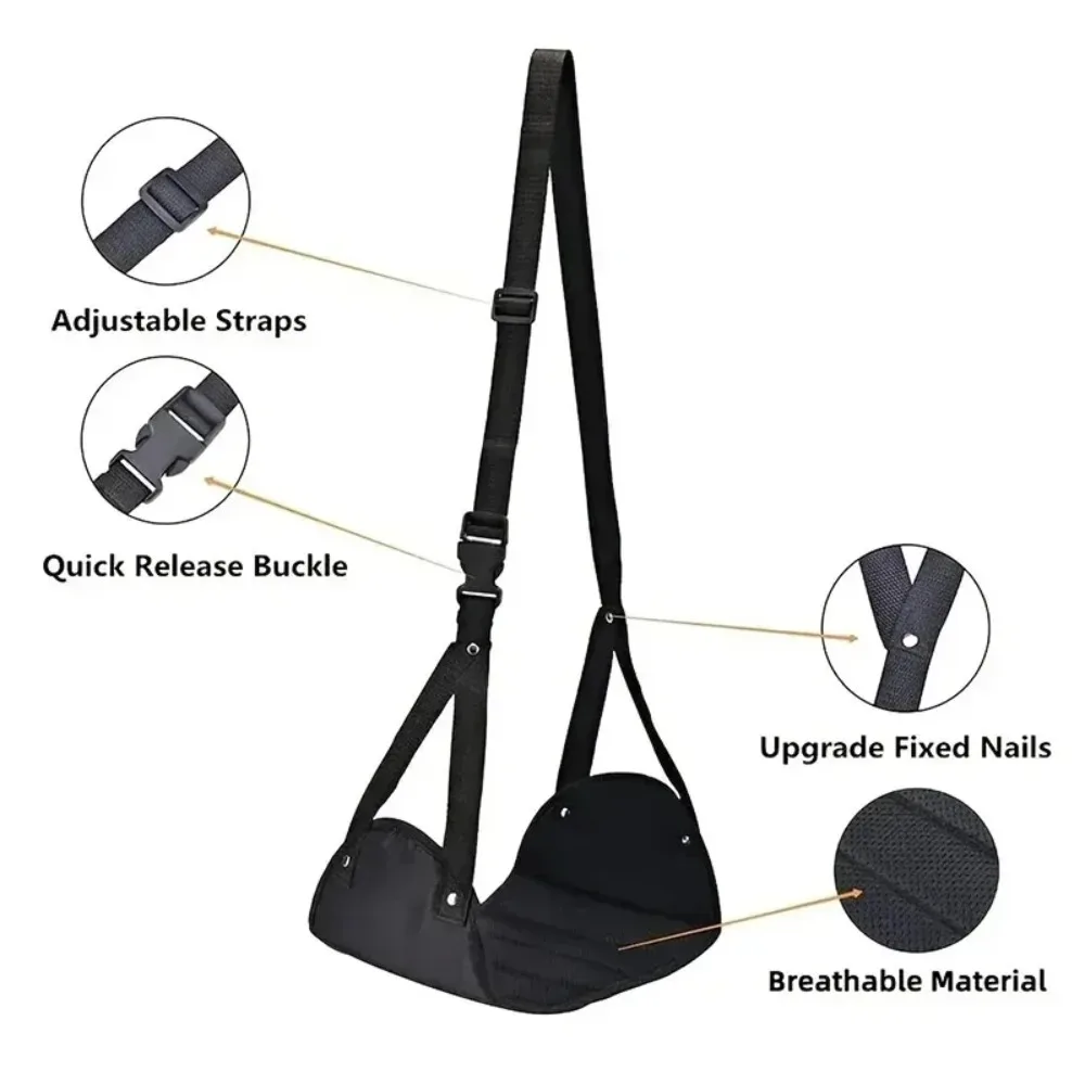 Portable Airplane Footrest Adjustable Strap Comfortable Plane Travel Foot Hammock Feet Rest Hanger for Airplane Train Office Car image 3