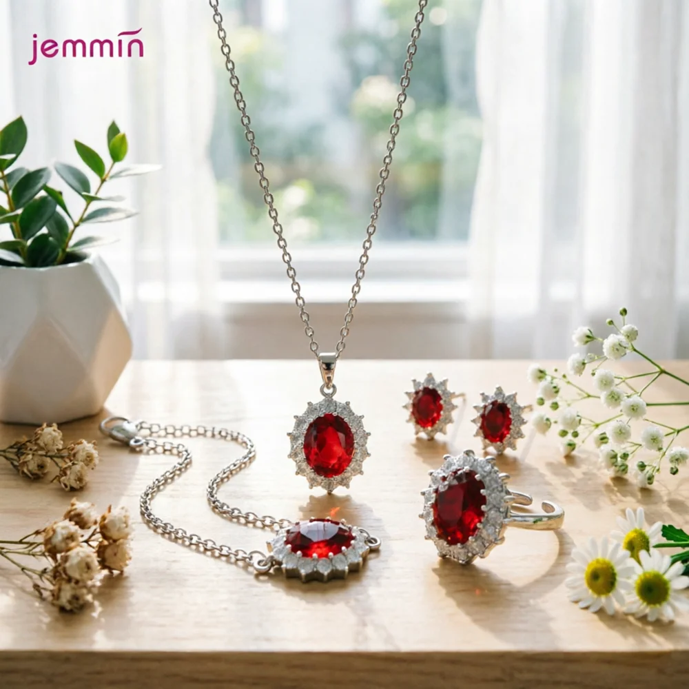 

Trendy Genuine 925 Sterling Silver Flower Shape Design Jewelry Set For Women Girl Wedding Birthday Party Fine Jewelry Accessory