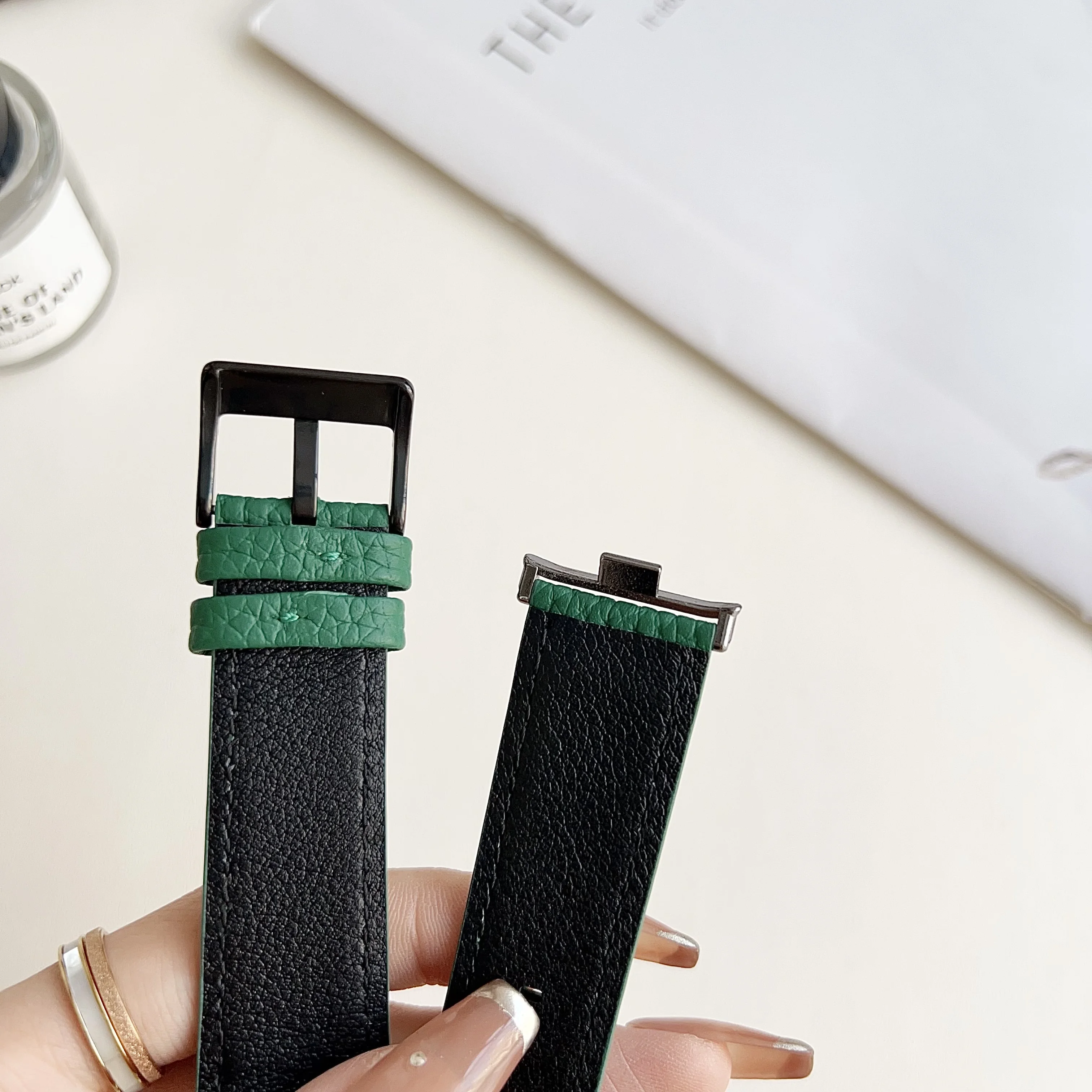 Кожаный ремешок Lychee для часов Redmi watch 4, xiaomi band8 pro