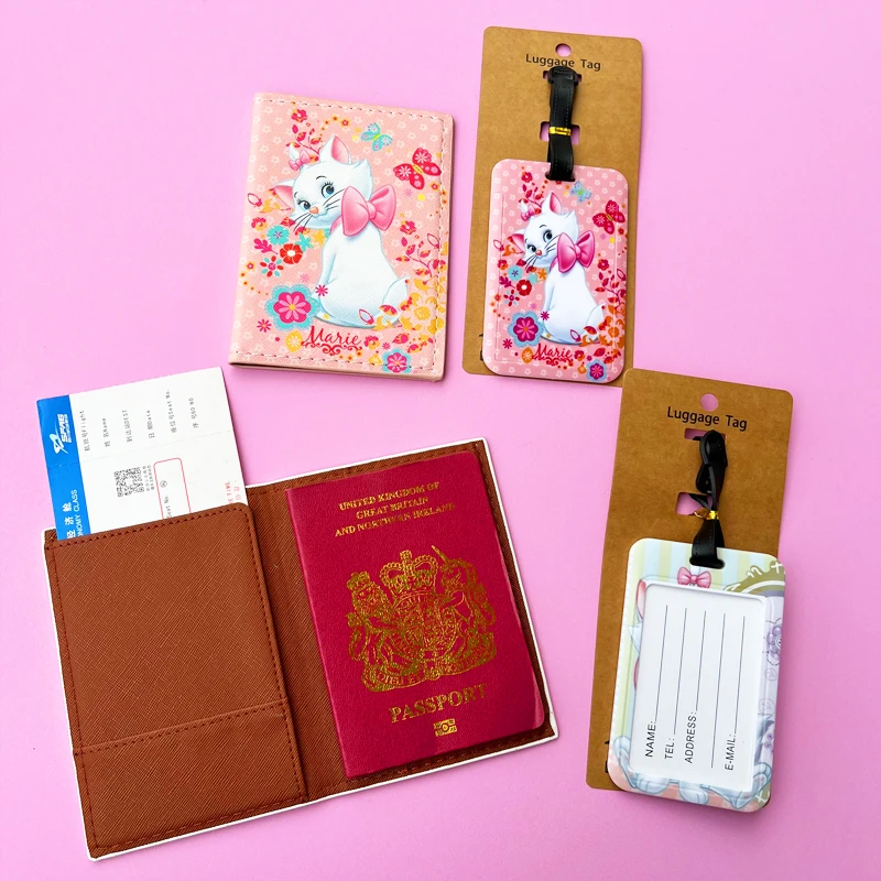 1Set Winnie Pooh Bear Passport Cover and Luggage Tags Travel Passport Holder Baggage Tag Business ID Card Holder Luggage Label